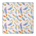 thumbnail image 1 of Rainbow Watercolor Feather Pattern Square Fitted Tablecloth with Elastic Edge,Square Table Cover,Washable Elastic Table Cover for Home Kitchen Party Decor 36"x36", 1 of 6