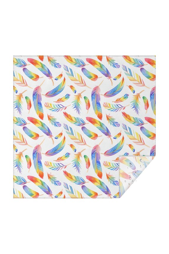 Rainbow Watercolor Feather Pattern Square Tablecloth,Waterproof Square Table Cover,Wipeable Spillproof Washable Table Cover for Home Kitchen Party Decor 52"x52"(132x132cm)