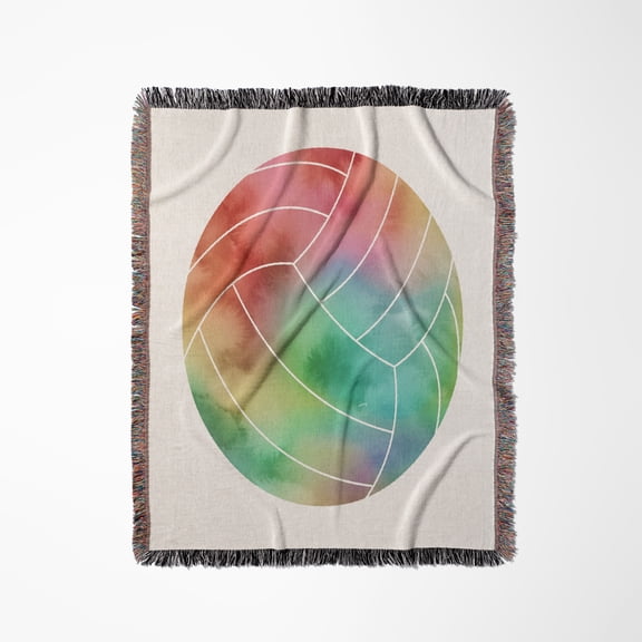 Rainbow Watercolor Volleyball Water Polo Ball, Woven Blanket