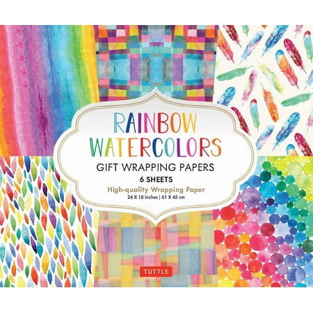 Rainbow Watercolors Gift Wrapping Papers - 6 Sheets: 24 X 18 Inch Wrapping Paper (Paperback)