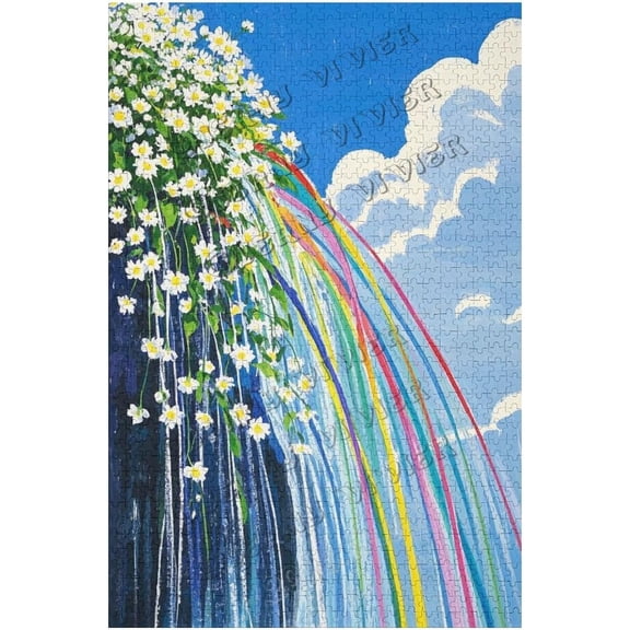 Rainbow Waterfall 500 Piece Jigsaw Puzzle for Adults, Colorful Scene Decor & Room Accent Gift