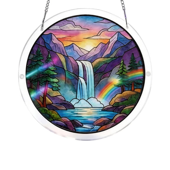 Rainbow Waterfall Acrylic Suncatcher Puzzle, 83 Pieces Complete Kit with Frame & Nut