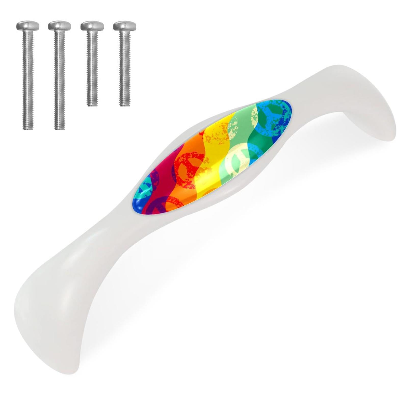 Rainbow Watermark Knob 4 Pack Arched Drawer Pulls Crystal Glass White