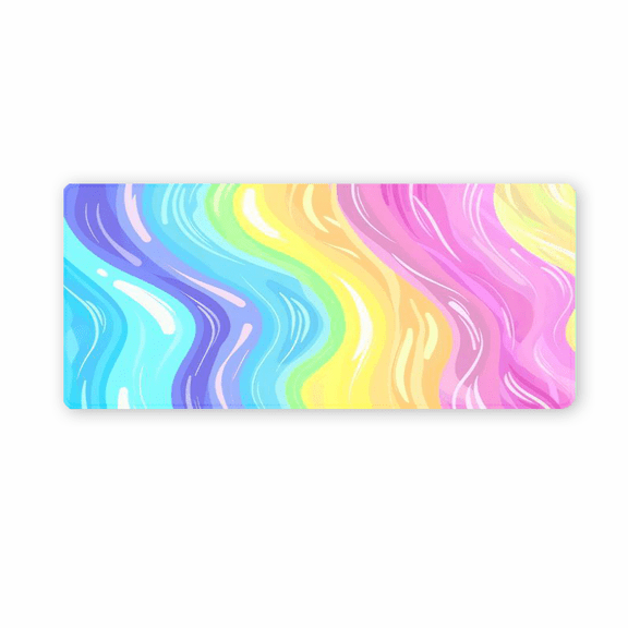 Rainbow Wave Design Mouse Pad 35.4 x 15.8 Inches Rubber Desk Mat for Office Home Gaming