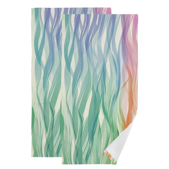 Rainbow Wave Lines Hand Towel Absorbent Bath Towels for Bathroom Sports Gym 28" x 14" Set of 2