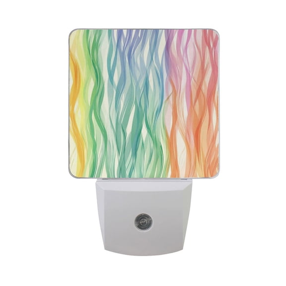 Rainbow Wave Lines LED Night Light with Smart Sensor Plug Into Wall Dusk to Dawn 2 packs