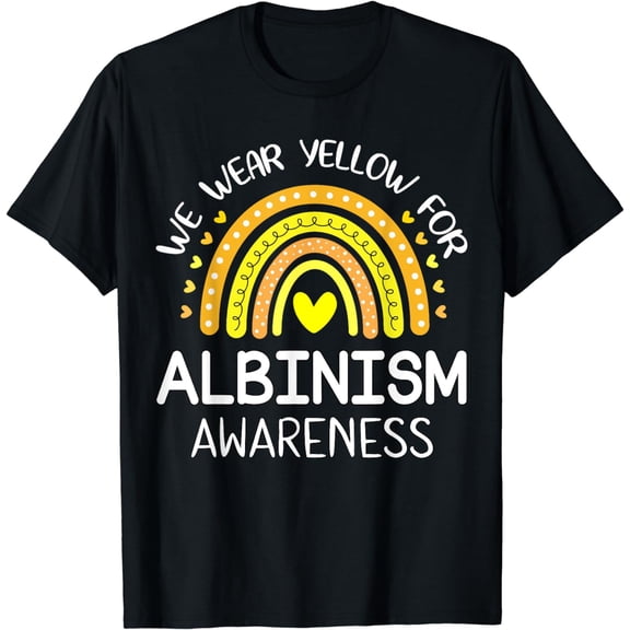Rainbow We Wear Yellow for world Albinism Awareness day T-Shirt
