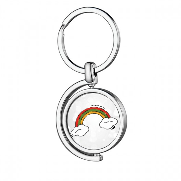 Rainbow Weather Wind Illustration Pattern Rotating Keychain Metal Keyring Holder