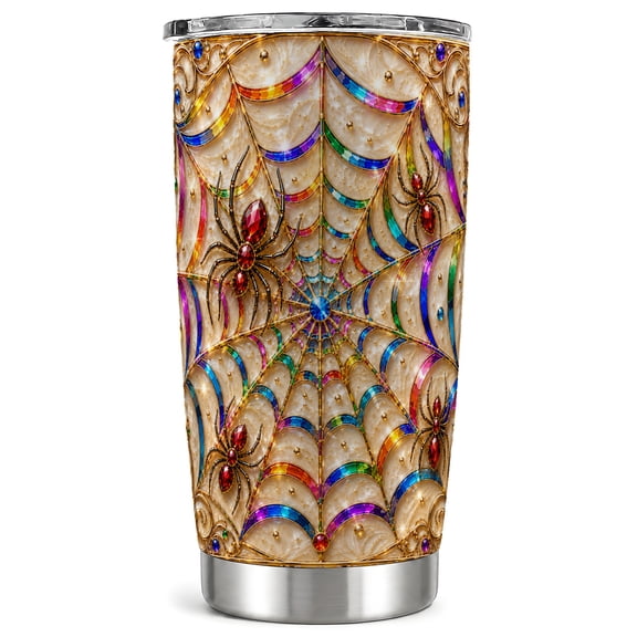 Rainbow Web Tumbler 20oz, Spider Tumbler, Gothic Stainless Steel Travel Cup