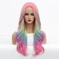 thumbnail image 1 of Rainbow Wig Soft Loose Curly Hair 24 Inches Long Holiday Synthetic Wig for Girls Daily Wear, 1 of 5
