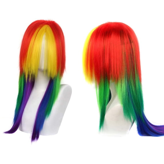 Rainbow Wig Women Men Scene Wig Long Straight Rainbow Wigs - Walmart.com