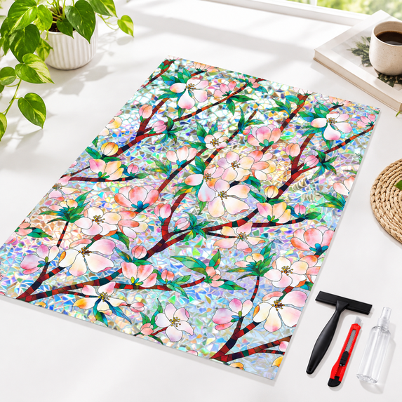 Rainbow Window Film Decorative 3d Decals Stained Glclings Static Cling ...
