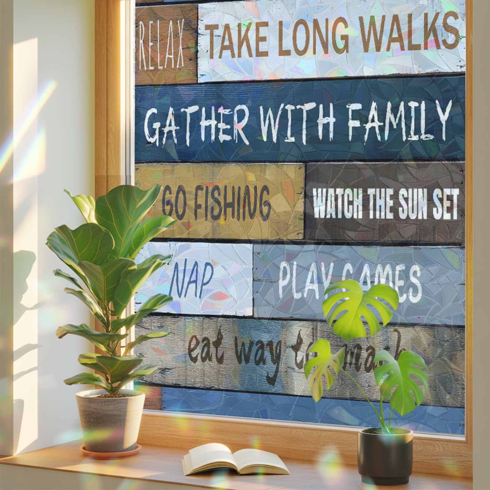 Rainbow Window Privacy Film, Lake Farmhouse Static Cling Window Film ...