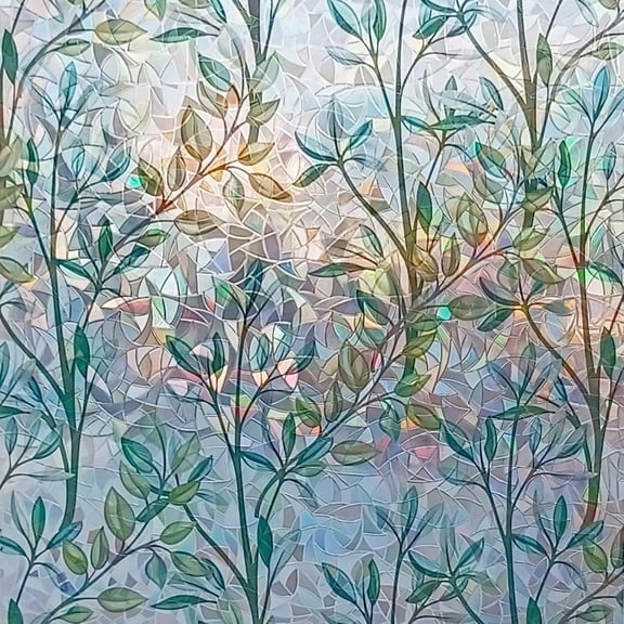 Rainbow Window Privacy Film Stained Glass Window Tint Film Decorative Sticker Vinyl For Home And RV Heat Control UV Block NonAdhesive Peel And Stick Glass Door Clings Reusable 35.4X118.1