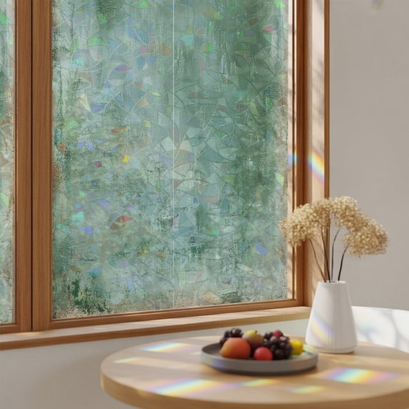 Sticker Service Ac Simple Rainbow Window Privacy Film Vintage Green Stain Glass Window Film for ...