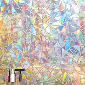 Rainbow Window Stickers - Static Cling No Glue Film with Installation Tools, Anti UV Heat Block Stained Glass Look for Glass Door Windows, 17.5 x 78.74 Inches
