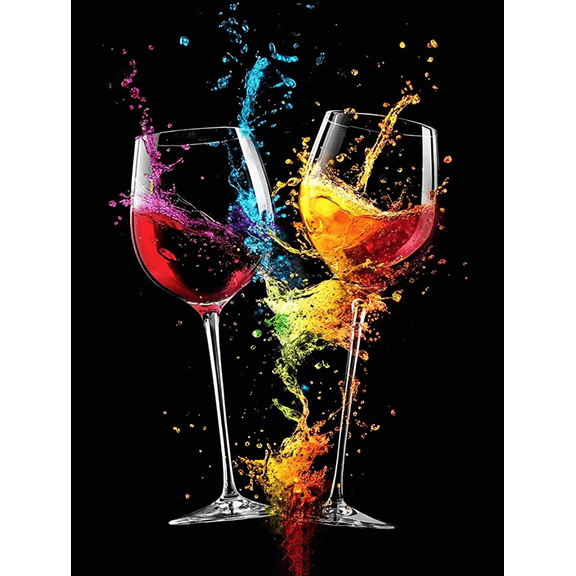 Rainbow Wine Glasses Splash Canvas PaintingSuitable for Living RoomBedroomKitchenDining RoomBar Decoration