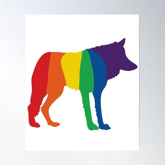 Rainbow Wolf Poster Wall Art, Modern Wall Decor For Living Room Bedroom, 16x24 UNFRAMED