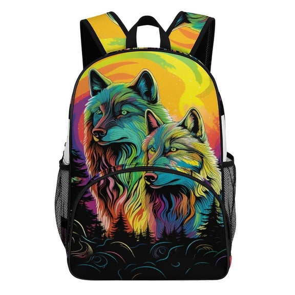 Rainbow Wolves Moonlit Forest Dreams Backpacks for Backpack for Bookbag