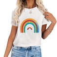 thumbnail image 1 of Rainbow Women's Casual Vintage Graphic T-Shirt Perfect Christmas Gift White, 1 of 5