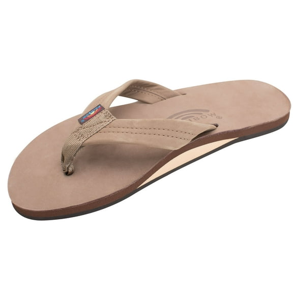 Rainbow Sandals Womens Single Layer Premier Leather Narrow Strap - Dark Brown - Ladies Large / 7.5-8.5