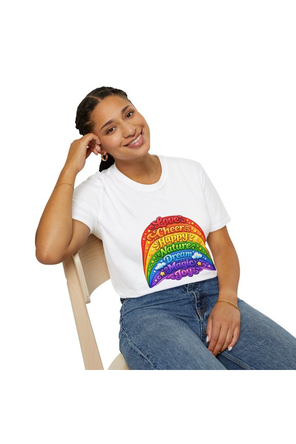 Rainbow Word Cloud Cute Fantasy Kawaii Colorful Unisex Softstyle T-Shirt