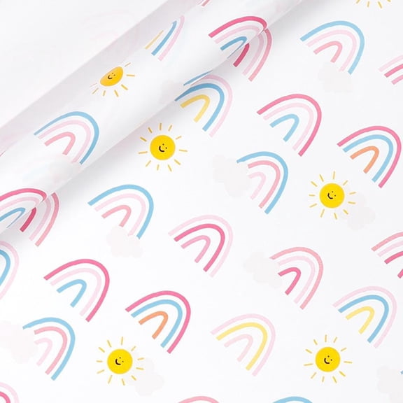 Rainbow Wrapping Paper Roll Rainbow Polka Dots Star Stripes Gift Wrap Paper Gift Craft Paper Birthday Festival Gift Decorative Paper