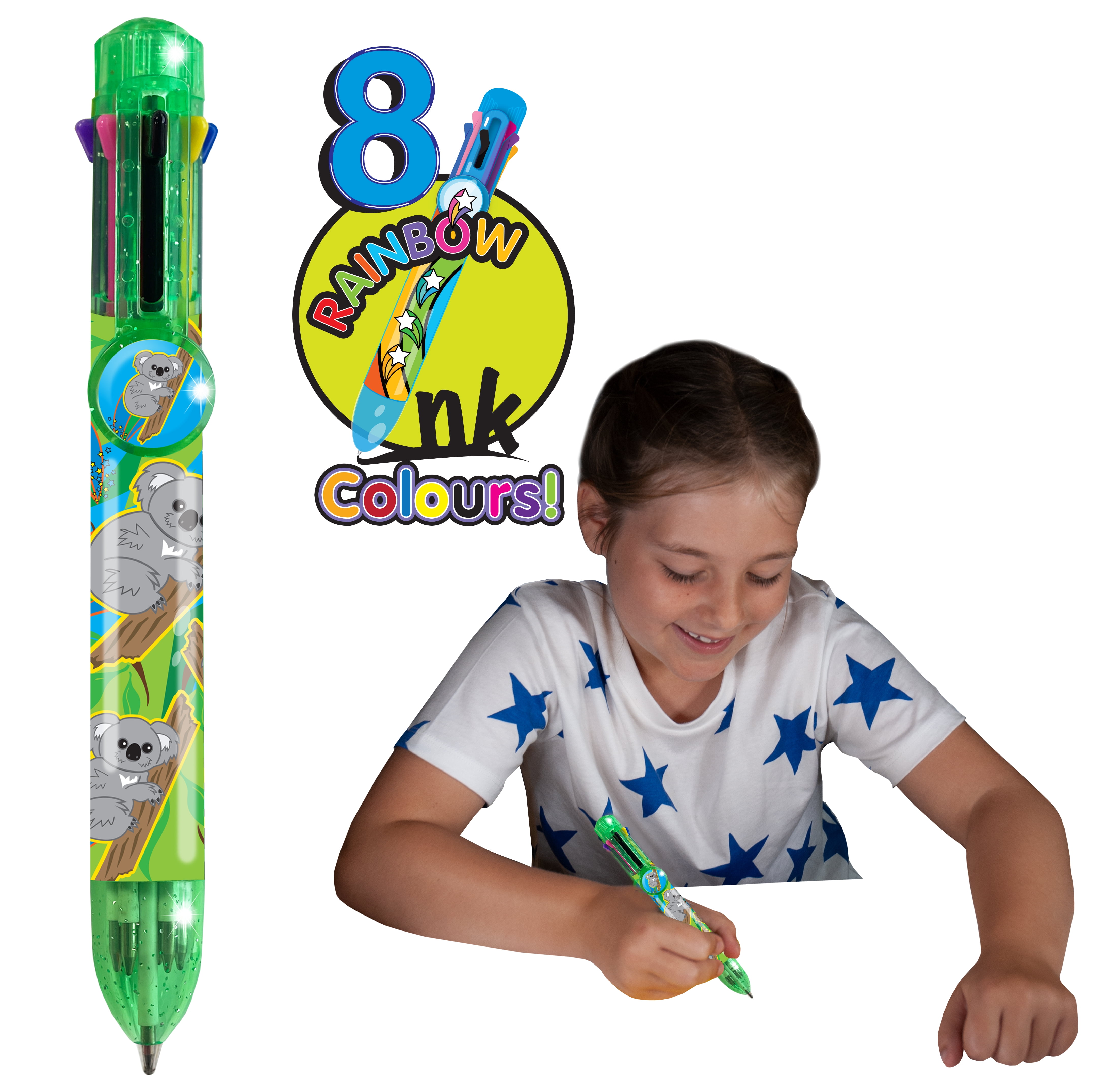 Rainbow Writer - Koala Multicolor Pen from Deluxebase. 8 in 1 Retractable  Ballpoint Pen. Colored Pens for Kids Back to School Supplies and Office  Supplies. Koala Pen Party Favors for Kids 