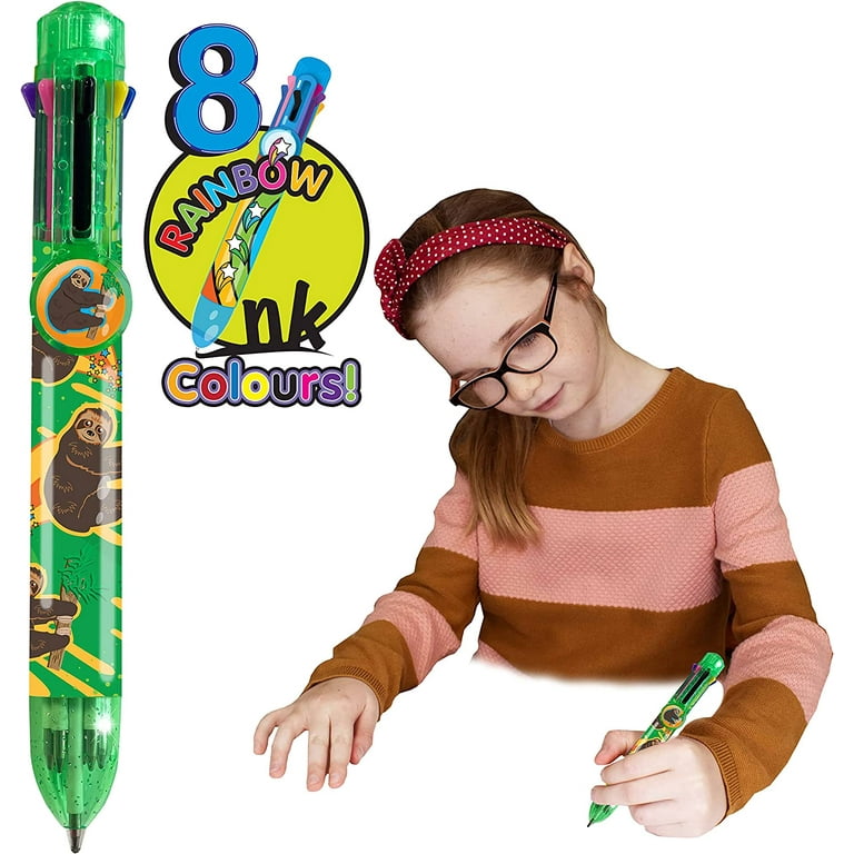 Rainbow Writer - Sloth Multicolor Pen from Deluxebase. 8 in 1 Retractable  Ballpoint Pen. Colored Pens for Kids Back to School Supplies and Office