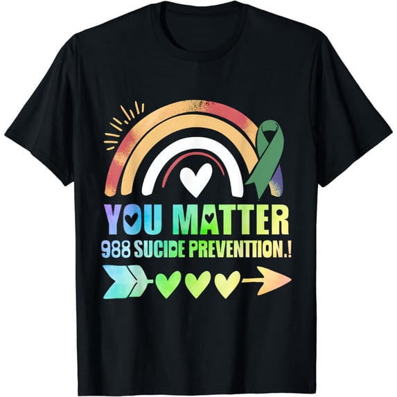 Rainbow You Matter 988 Suicide Prevention Awareness Ribbon T-Shirt