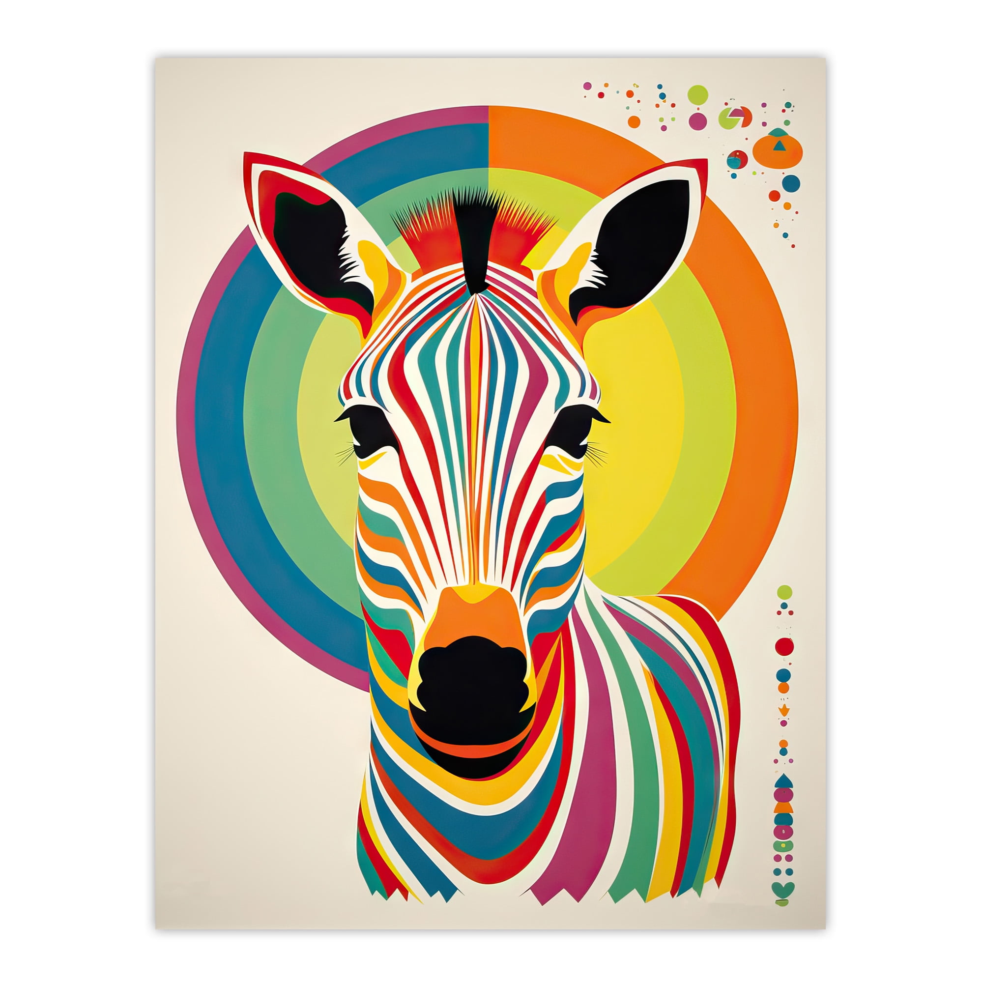 Rainbow Zebra Colourful Graphic Artwork Zoo Animal Geometric Patterns ...