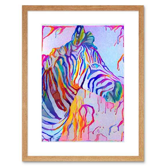 Rainbow Zebra Painting Framed Wall Art Print
