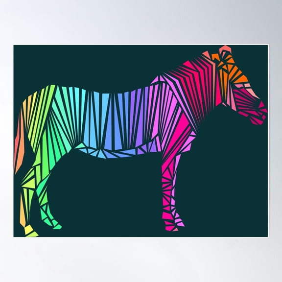 Rainbow Zebra Poster Wall Art, Modern Wall Decor For Living Room Bedroom, 8x12 UNFRAMED