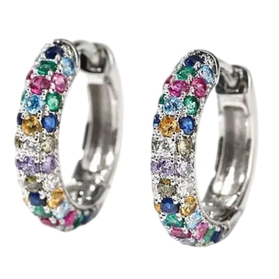Rainbow Zirconia Women Ear Cuffs Alloy Sparkling Earrings for Casual Party Wear