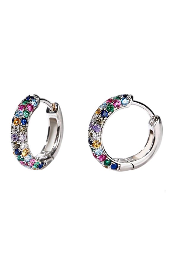 Rainbow Zirconia Women Ear Cuffs Alloy Sparkling Rhinestones Earrings for Casual and Party Wear Fashion Accessory
