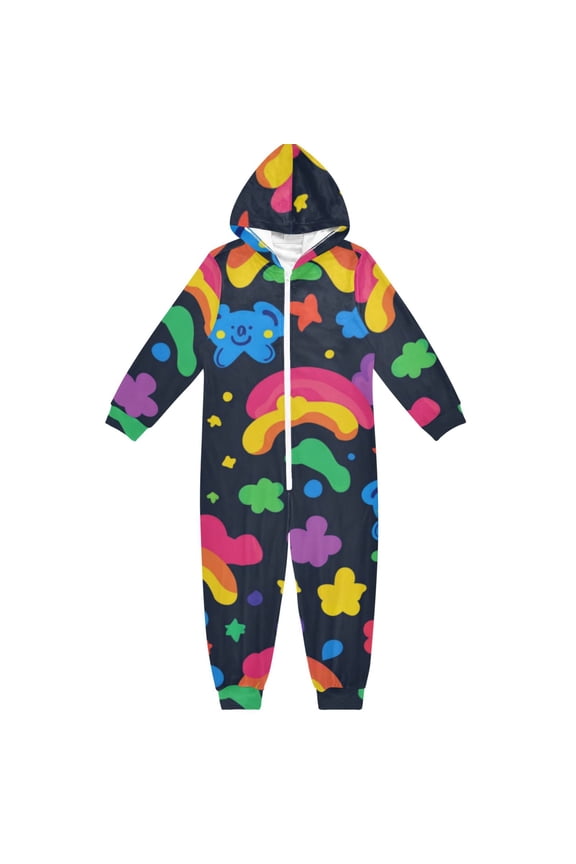 Rainbow and Koala One Piece Pajamas Soft Jumpsuit Cozy Sleep and Play Romper Zipper and Pockets 7-8T