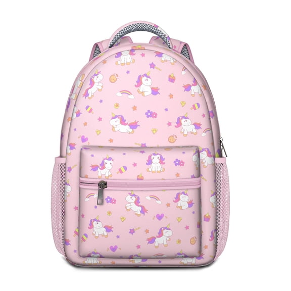 Rainbow and Unicorn Print Backpack for , Cute Magical Theme with Clouds, Stars and Galaxy Pattern for Elementary Use
