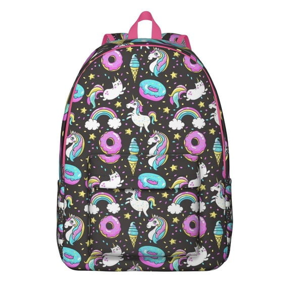Rainbow and Unicorn Print Backpack for Teens, Waterproof and Durable School Bag with Cute Mythical Horse Design