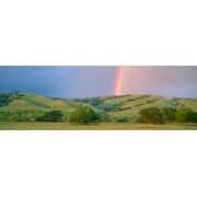 Rainbow and rolling hills in central California Poster Print (27 x 9)