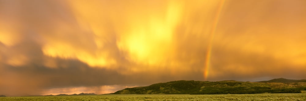 Rainbow arcs behind Shadow Mountain Grand Teton National Park Wyoming USA Canvas Art - Panoramic Images (6 x 18)