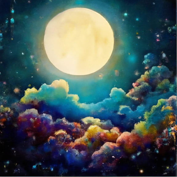Rainbow by The Moonlight Digital Painting I - 12" x 18" Art Print Wall Decor