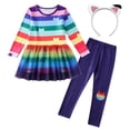 thumbnail image 1 of Rainbow cat Birthday Outfit for Girls Tutu Dress With Pant Party Costume, 1 of 6