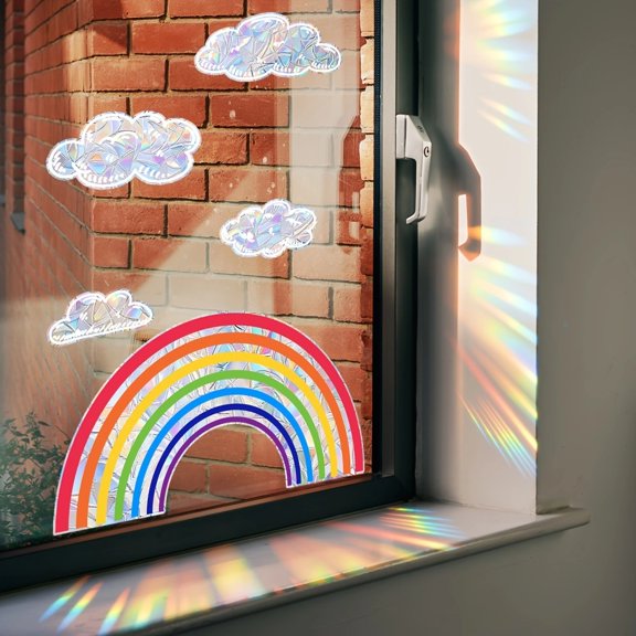 AOOYOU Rainbow Clouds, Dazzling Sun, Static Electricity Wall Decals & Stickers