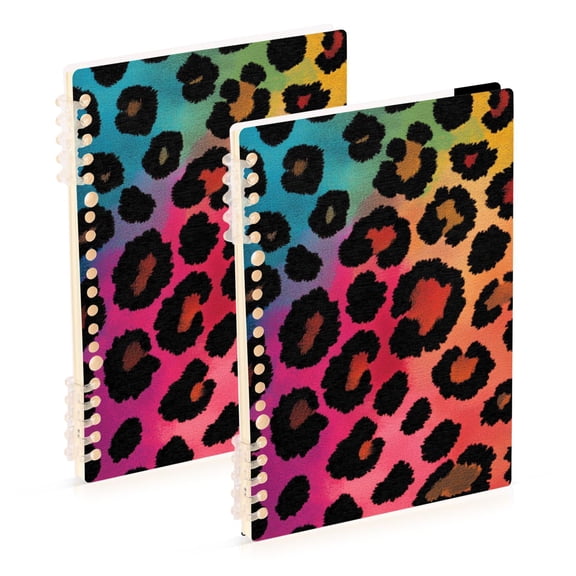 Rainbow-color Leopard Print Notebook Detachable Coil Notebook Diary Plan Book A5 Size 60 Pages 1 Pack
