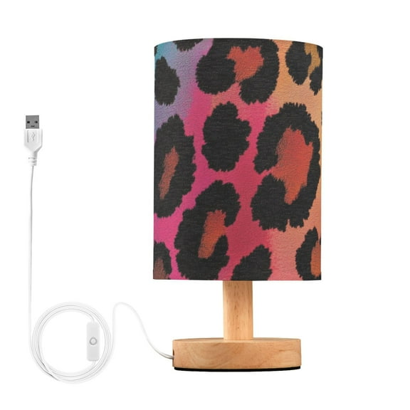 Rainbow-color Leopard Print Table Lamp with USB Port LED Warm Light Lamp Night Light Home Decor