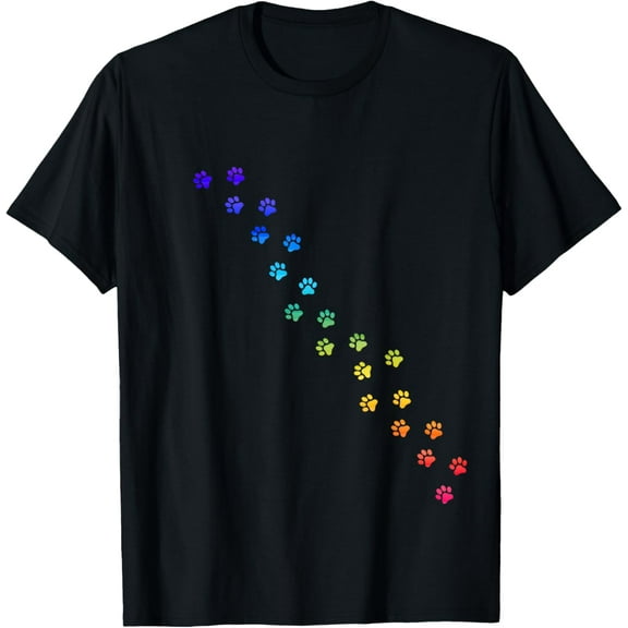 Rainbow dog paws for dog lovers and dog lovers T-Shirt men and women can wear, black, white, gifts