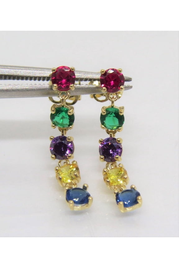 Rainbow earrings, Rainbow Dangle Drop earring,Multi color Hoop Earrings, Multi Color,wedding gift colored small hoops