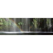 Rainbow formed in front of waterfall in a forest, near Dunsmuir, California, USA Poster Print (18 x 6)
