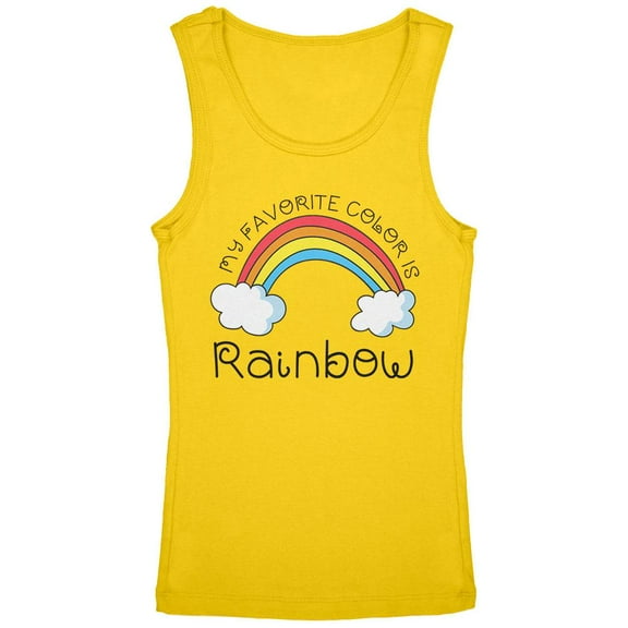 Rainbow is my Favorite Color Youth Girls Tank Top Yellow YSM