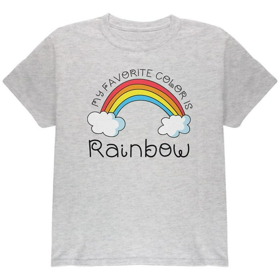 Rainbow is my Favorite Color Youth T Shirt Light Heather Grey YLG